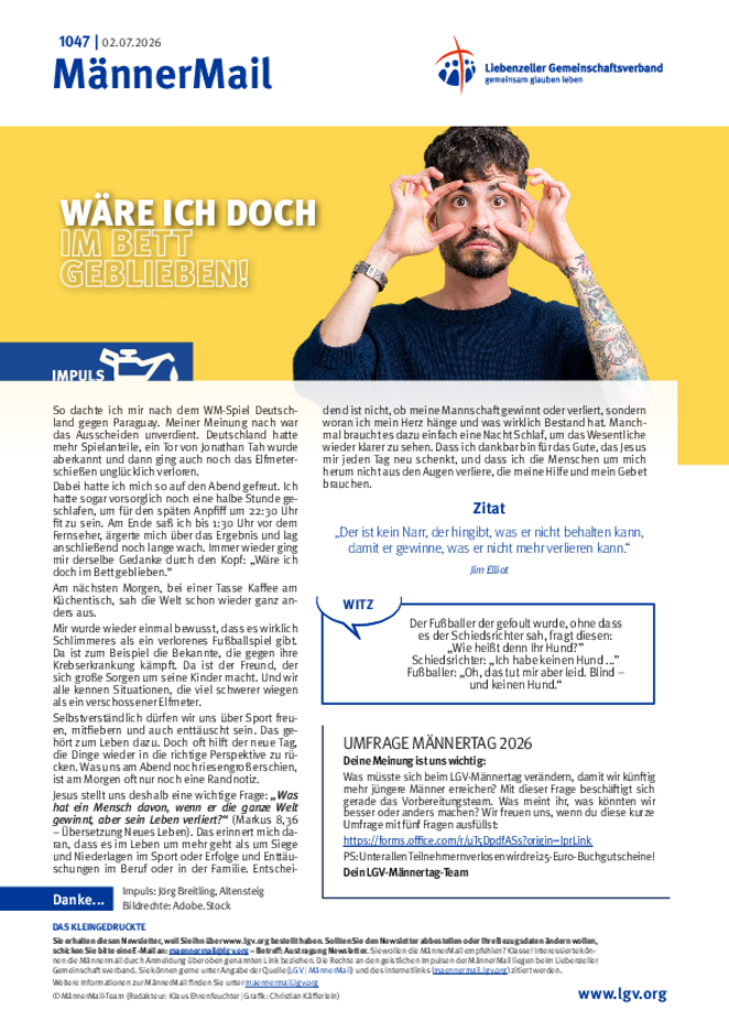 MännerMail 1047 vom 2. Juli 2026