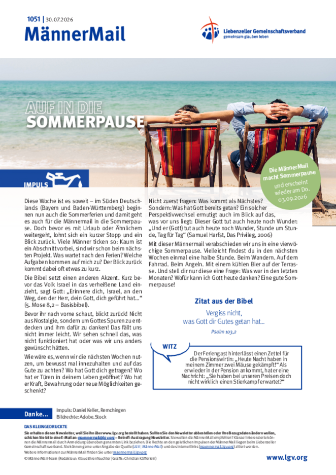 MännerMail 1051 vom 30. Juli 2026