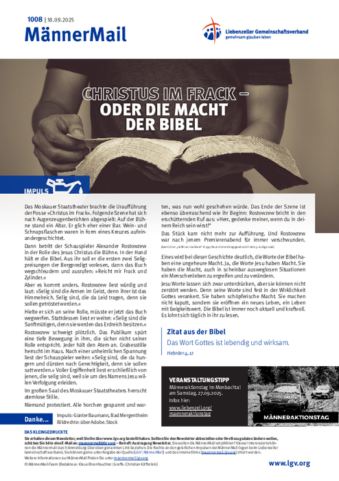 MännerMail 1008 vom 18. September 2025