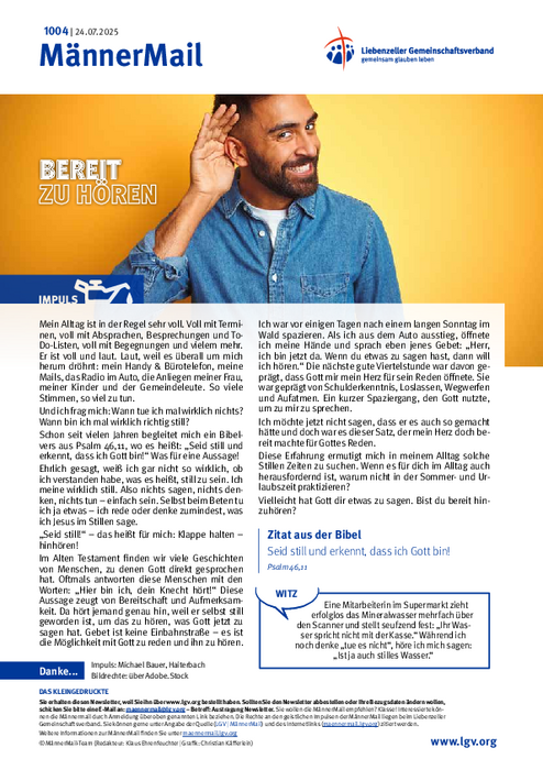 MännerMail 1004 vom 24. Juli 2025