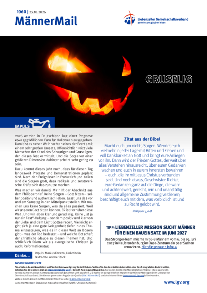 MännerMail 1060 vom 29. Oktober 2026