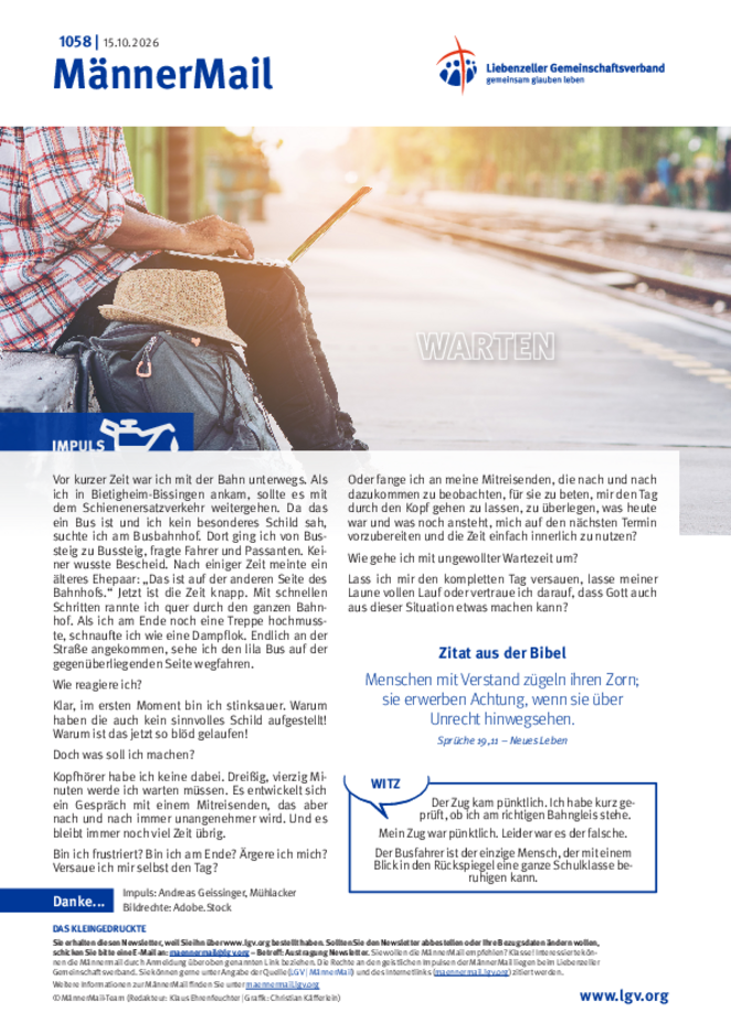 MännerMail 1058 vom 15. Oktober 2026