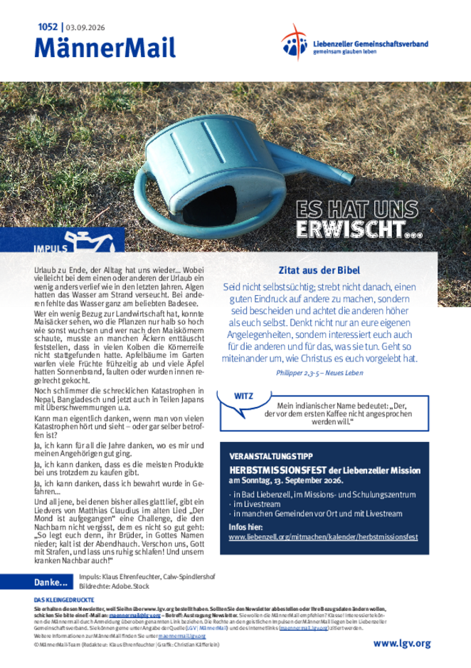 MännerMail 1052 vom 3. September 2026